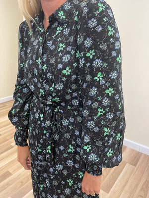 KAFFE - Florina Green Floral Shirt Dress